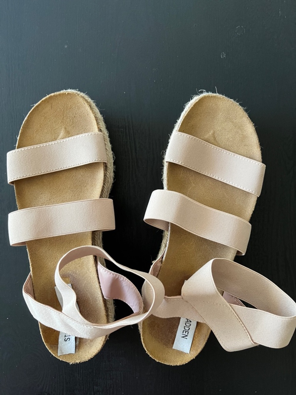 Steve Madden Nude Blush Espadrille Sandals with Ankle Wrap